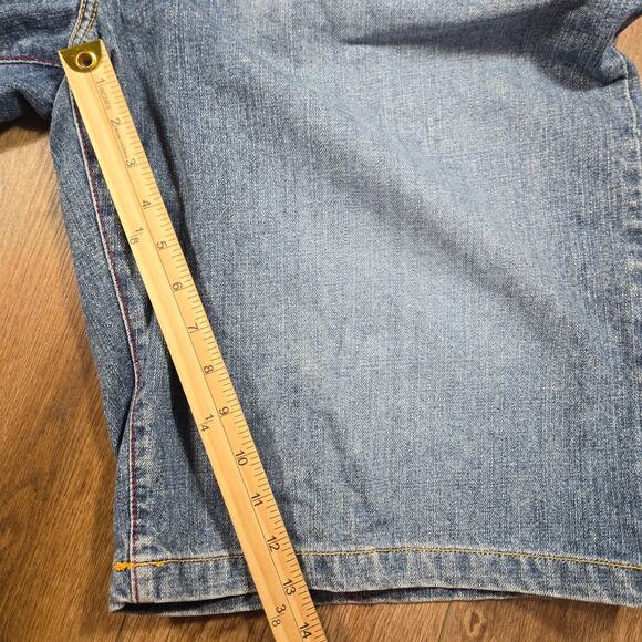 96 NORTH Men’s 40 Denim Shorts Distressed Embroidered Wide Leg Baggy Y2K Style - Picture 6 of 11